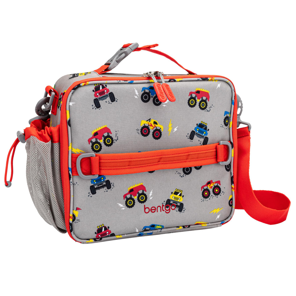 Bentgo Kids Lunch Bag with trucks print, double insulation keeps meals fresher on the go.