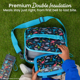 Bentgo Kids Lunch Bag with water bottle pocket helps keep drinks easily accessible.