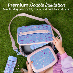Bentgo Kids Lunch Bag water-bottle pocket helps carry hydration and reduce clutter.