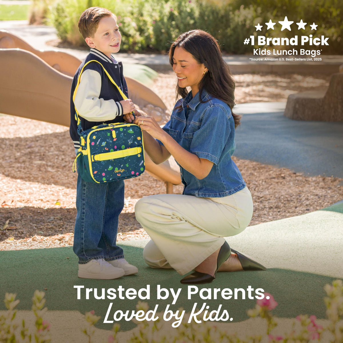Bentgo Kids Lunch Bag in water-resistant fabric is easy to wipe clean.