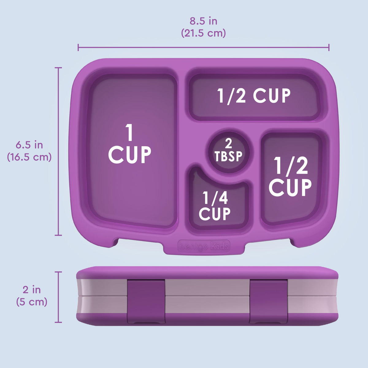 Purple Bentgo Kids lunch box fits backpacks for school days.