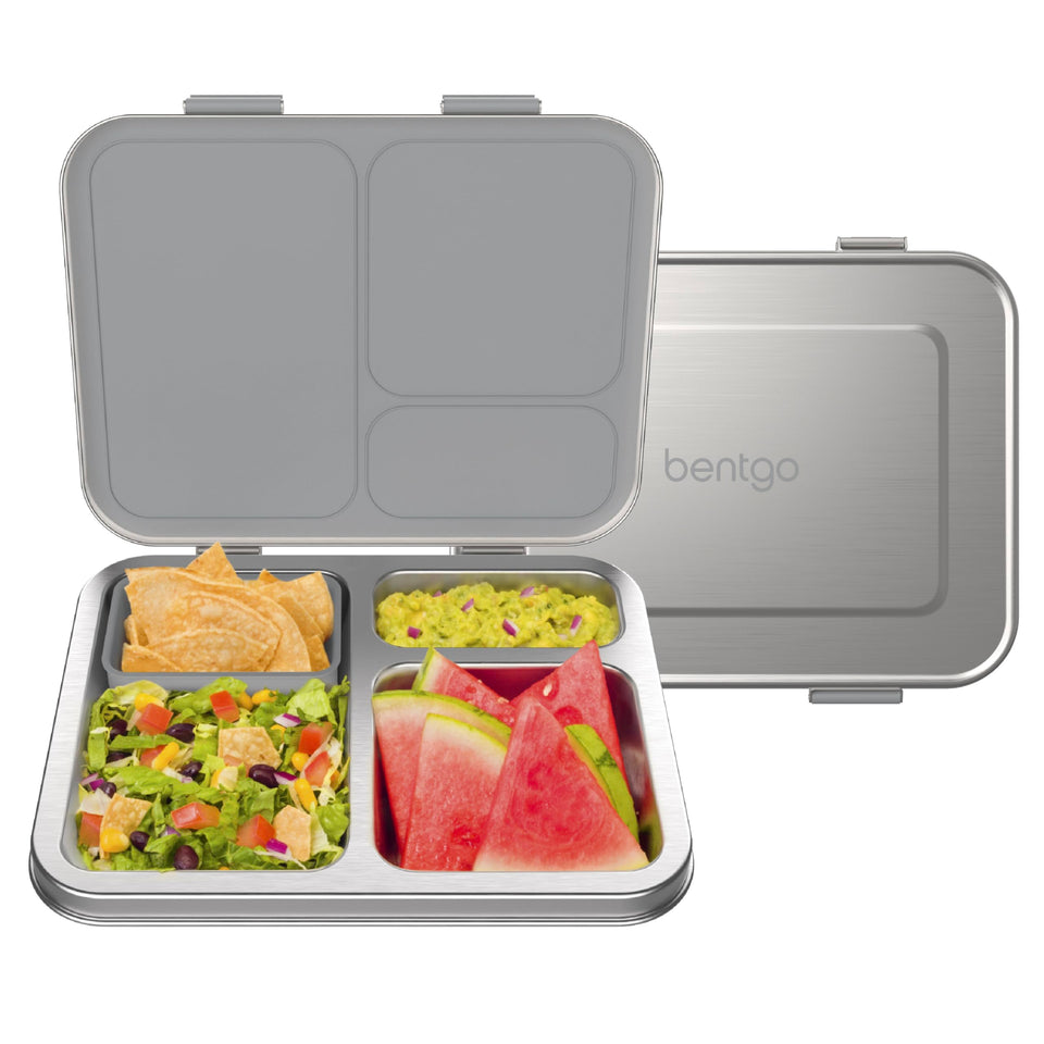 Bentgo Kids stainless steel lunch box with three compartments for organized school meals