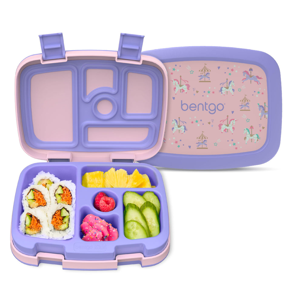 Bentgo Kids Prints Carousel Unicorns lunch box with leak-proof design for mess-free meals