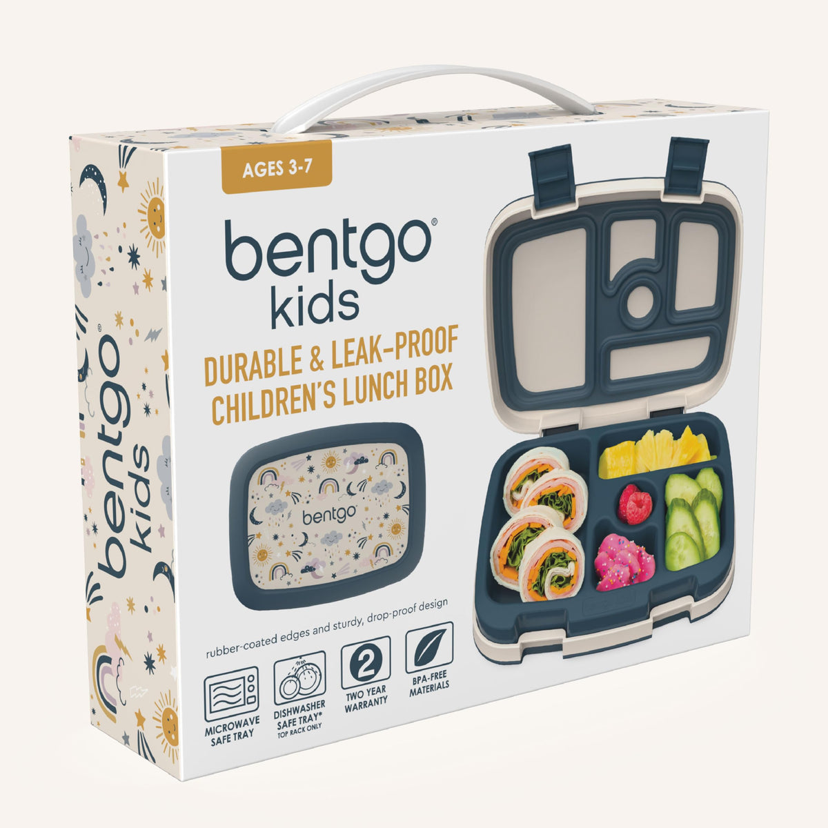 Bentgo Kids Prints child-friendly latches enable easy opening for kids.