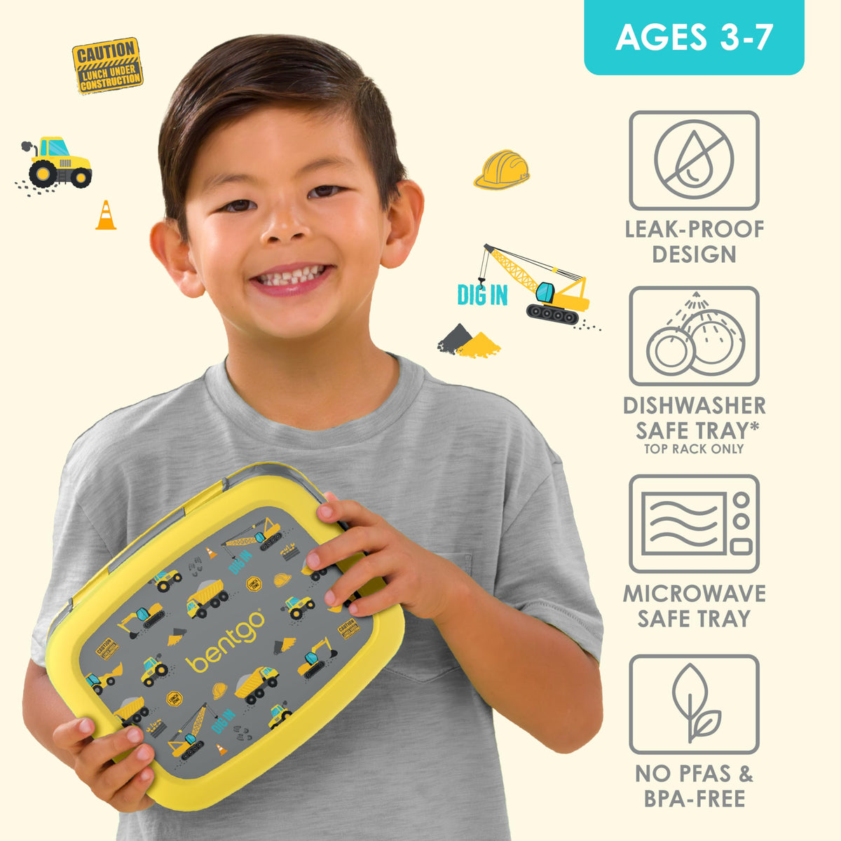 Bentgo Kids Prints compartments open illustrating separate spaces for foods
