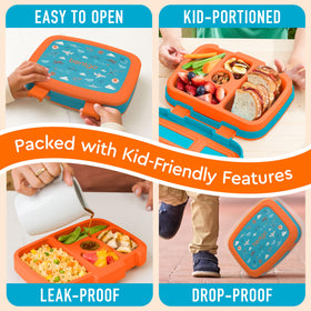 Bentgo Kids Prints lunchbox features durable drop-proof edges for active kids.