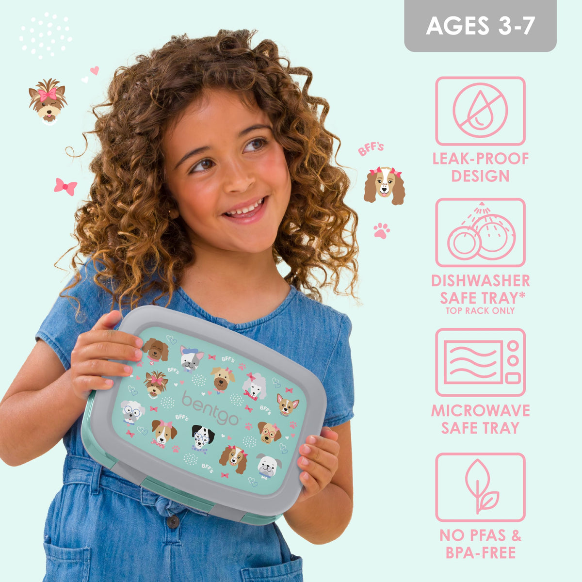 Bentgo Kids Prints drop-proof shell protects contents during busy days at home or on the go.