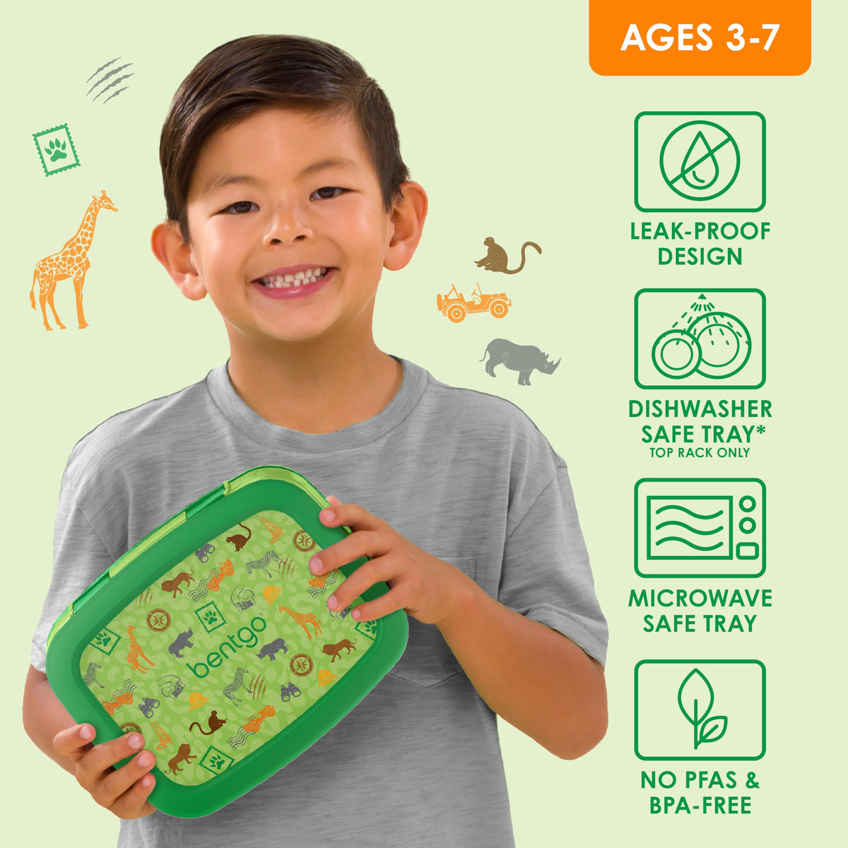 Bentgo Kids Prints durable rubber-edged design protects during drops.