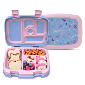 Bentgo Kids Lavender Galaxy lunchbox with vibrant design for durable daily lunches.