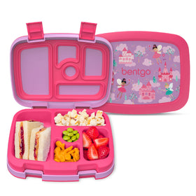 Bentgo Kids Prints leak-proof 5-compartment lunchbox keeps meals neatly organized for school days.