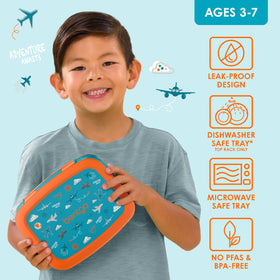 Bentgo Kids Prints leak-proof lid keeps meals tidy during school days.