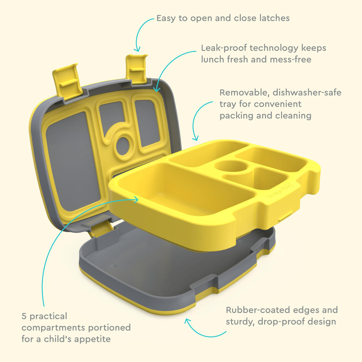 Bentgo Kids Prints lid with two latches for quick secure opening