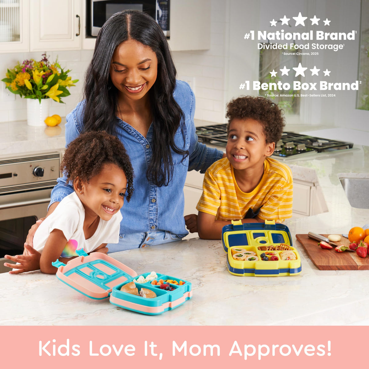 Bentgo Kids Prints Llamas 5-compartment design supplies organized portions for little appetites.