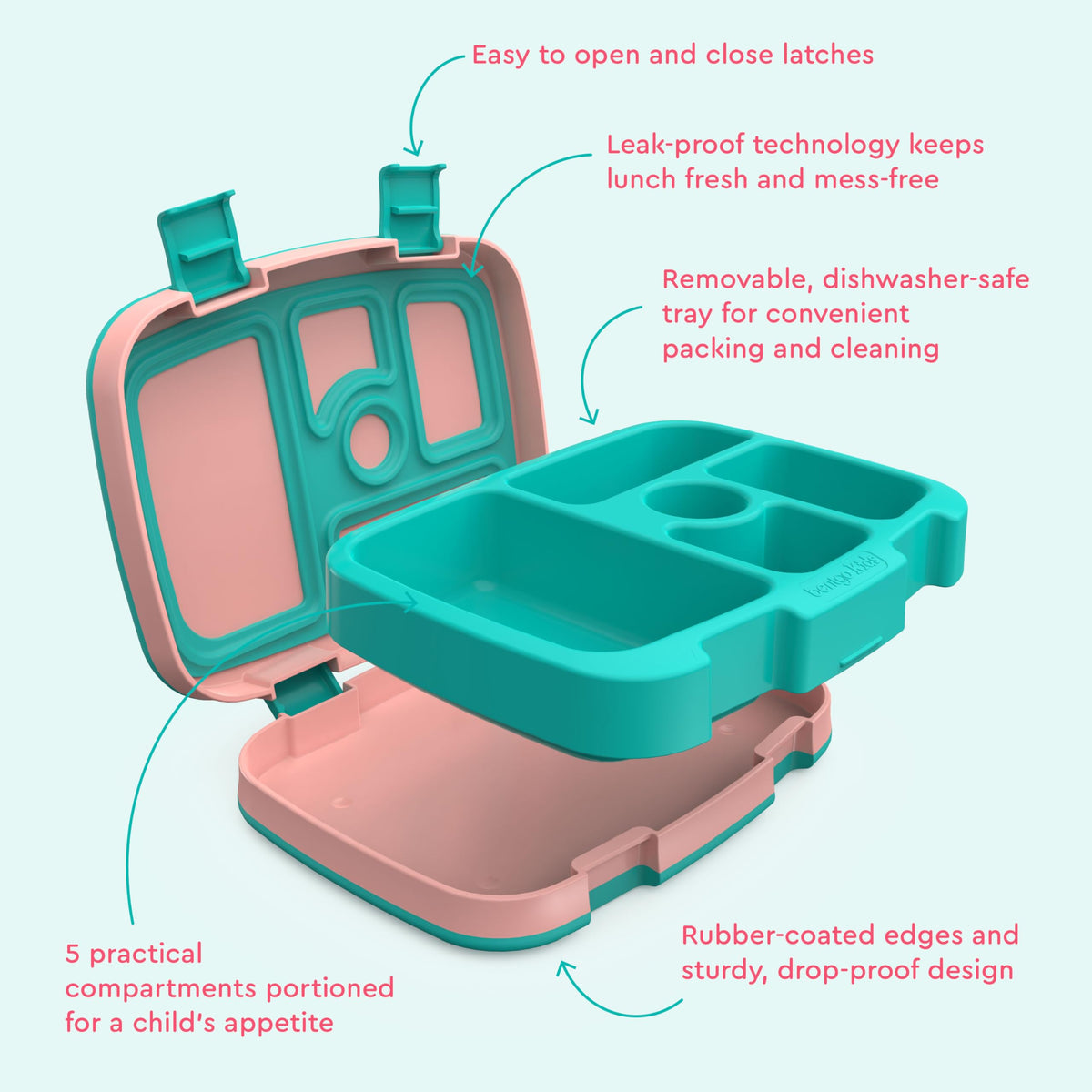 Bentgo Kids Prints Llamas dishwasher-safe materials simplify cleanup after meals.