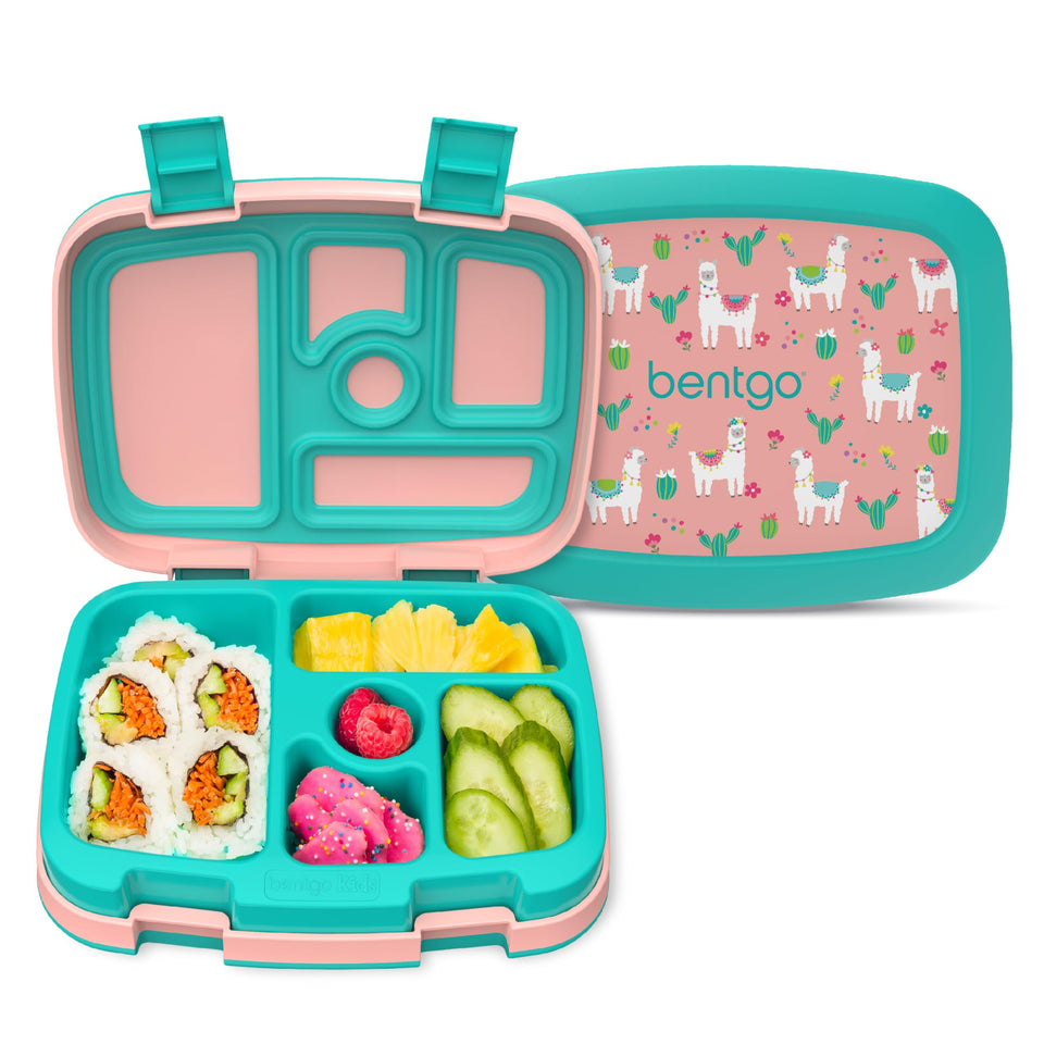 Bentgo Kids Prints Llamas leak-proof lunchbox keeps meals mess-free on the go.