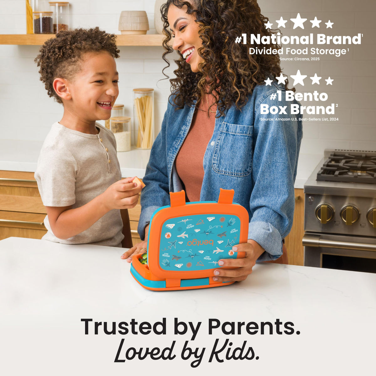 Bentgo Kids Prints lunchbox five-compartment layout ready for balanced portions.