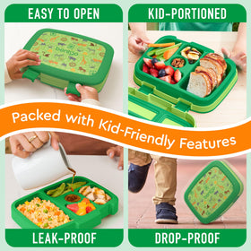 Bentgo Kids Prints microwave-safe removable tray for quick reheats.