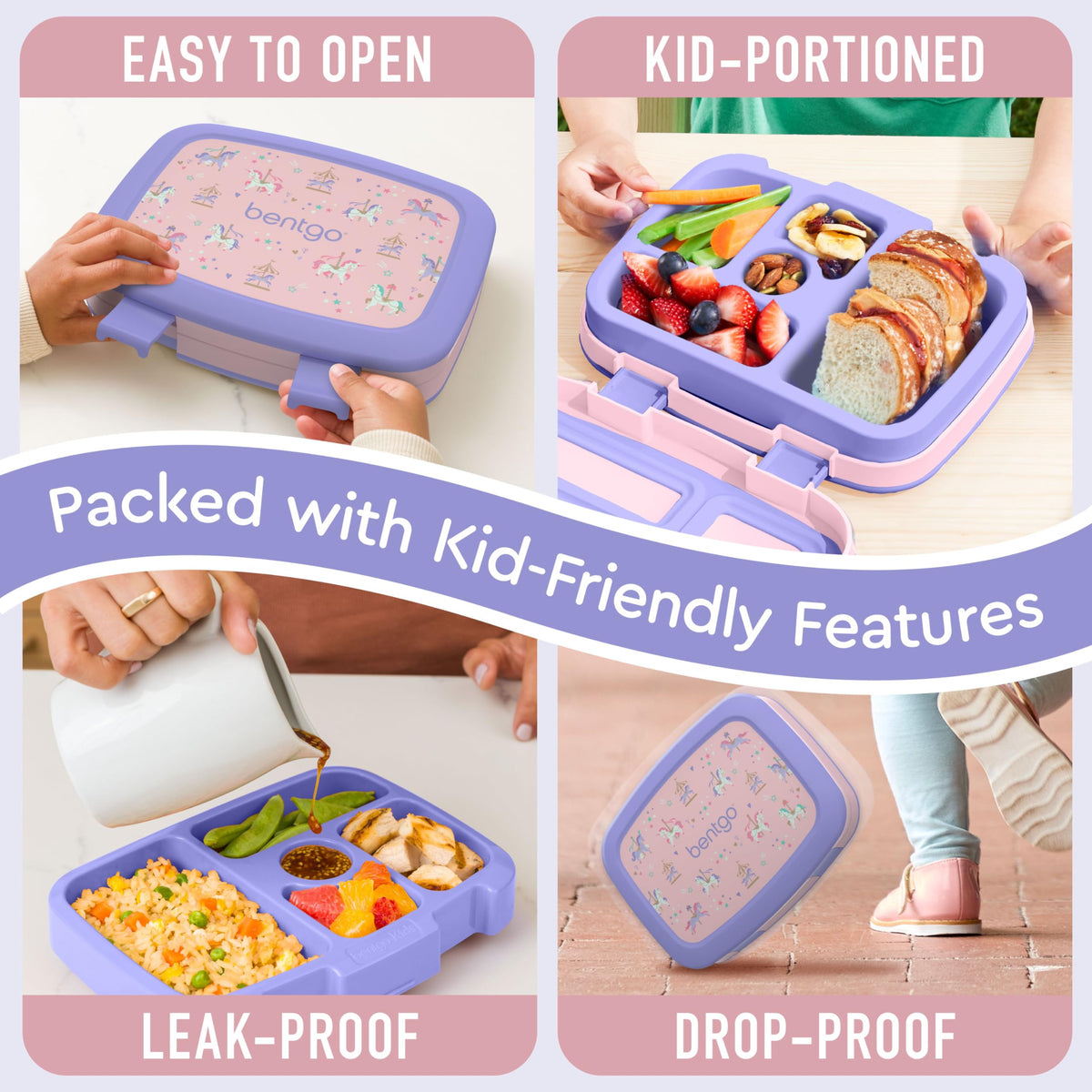 Bentgo Kids Prints removable tray is microwave-safe for quick reheats