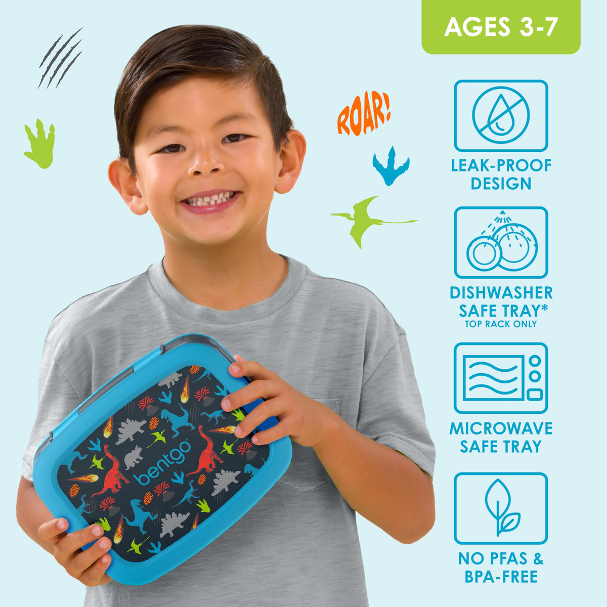 Bentgo Kids Prints two easy-to-use latches for quick access
