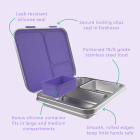 Bentgo Kids purple lunchbox design adds style to school days.