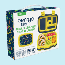 Bentgo Kids Space Prints lunch box uses BPA-free and PFAS-free materials for safe meals.