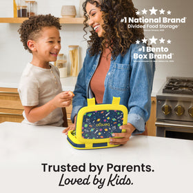 Bentgo Kids Space Prints lunch box tray with five compartments for organized portions.