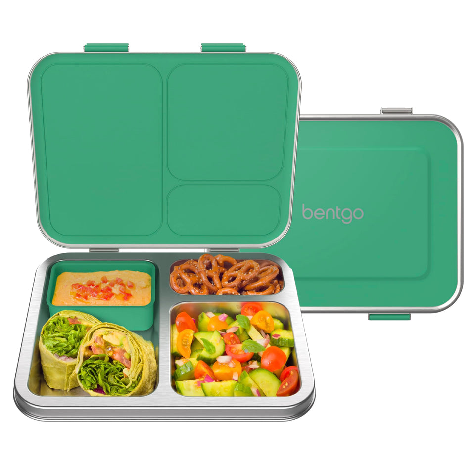 Bentgo Kids stainless steel lunch box with three compartments keeps meals organized at school