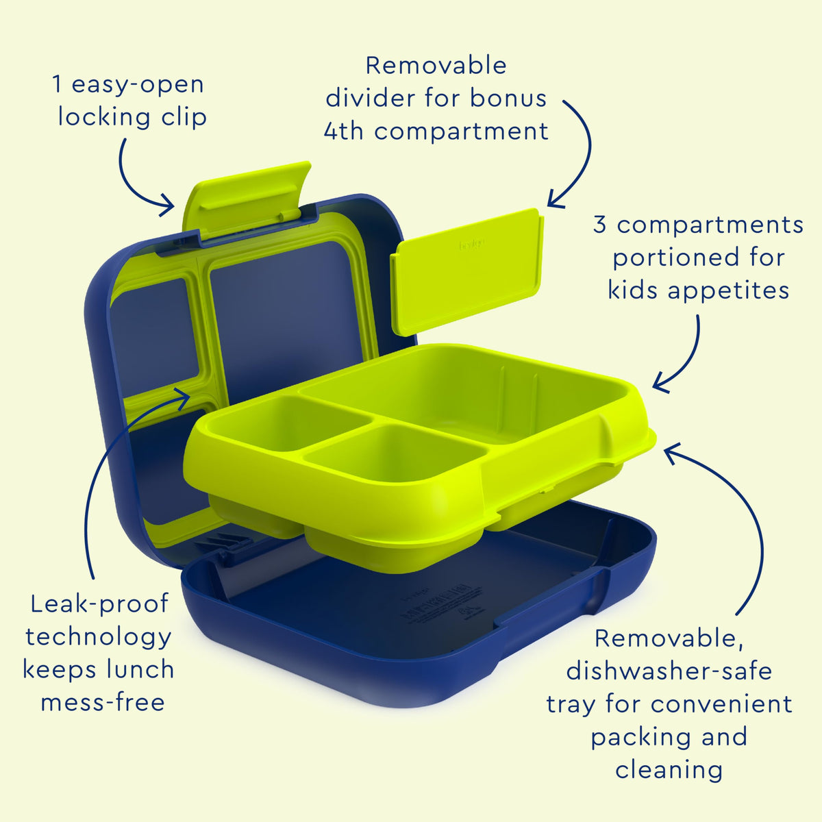 Bentgo Pop with 3-4 compartments keeps foods neatly separated.