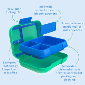 Bentgo Pop secure locking clip seals compartments for on-the-go freshness.