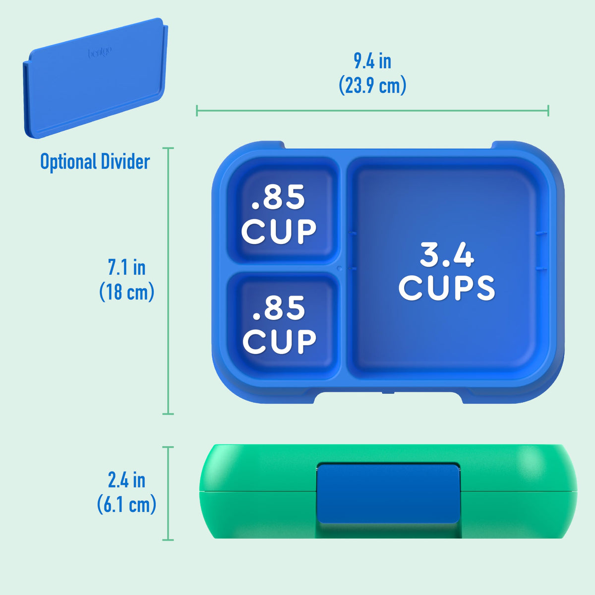 Bentgo Pop colorful design in spring green and blue for school lunches.