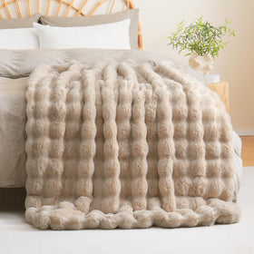 BENVWE 51x63 beige blanket on sofa blends with decor