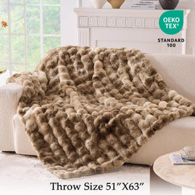 BENVWE double-sided faux fur blanket showing bubble texture and smooth reverse.
