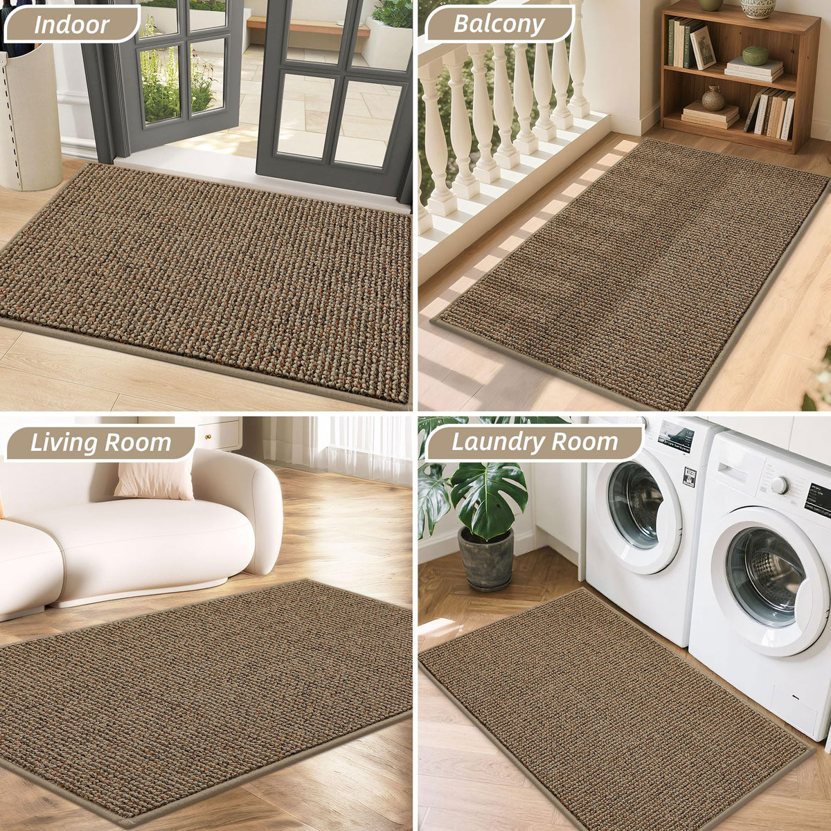 BEQHAUSE machine-washable entryway rug cleans easily for busy homes.