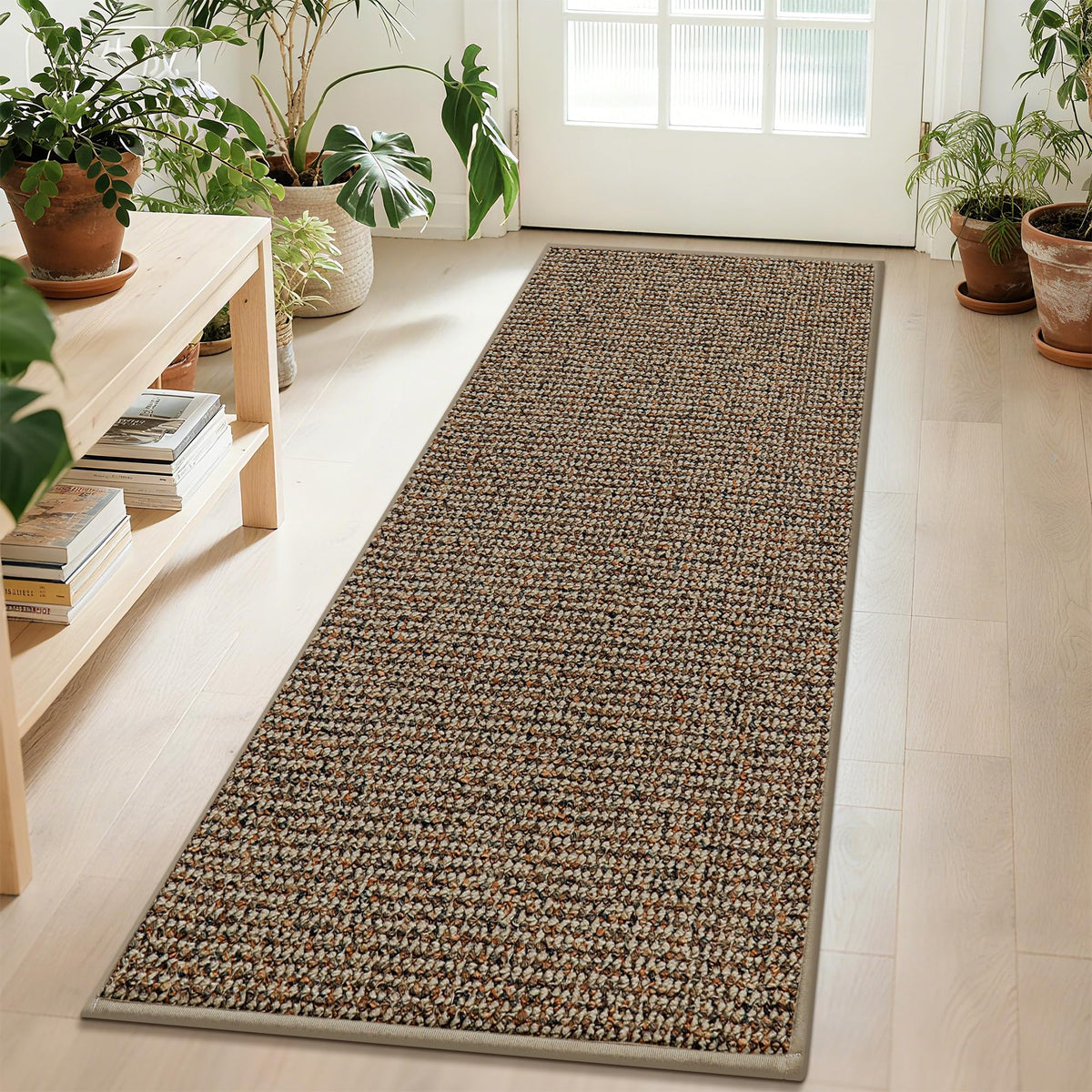 BEQHAUSE hallway runner close-up yarn texture demonstrates durability and stain resistance for busy foyers.