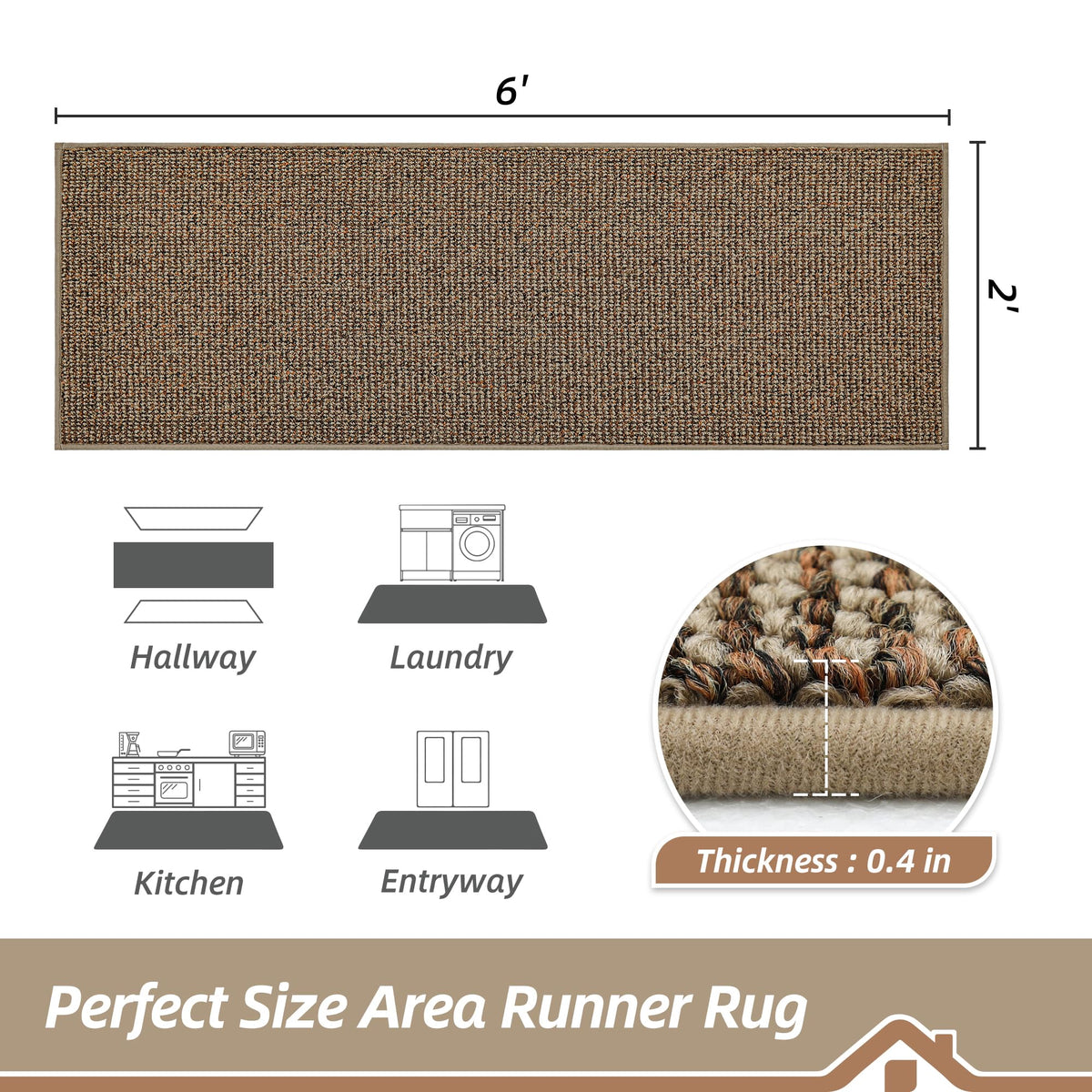 BEQHAUSE hallway runner dense yarn close-up showing absorbent surface ideal for mud and moisture.