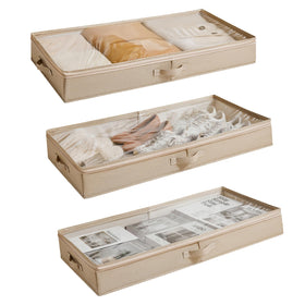 Berdeng 3-pack under-bed storage box top view aids quick item retrieval.