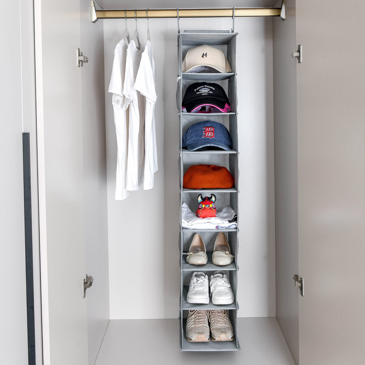 Berdeng 8-shelf closet organizer for shoes, bags, and more.
