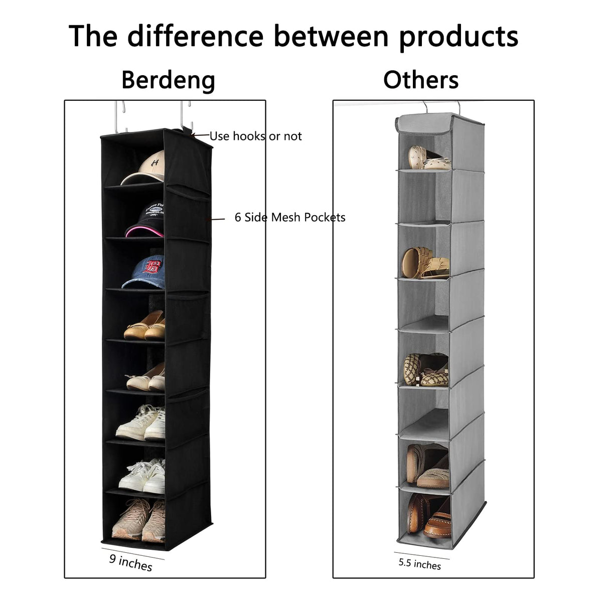 Berdeng side mesh pockets provide breathable storage for small items