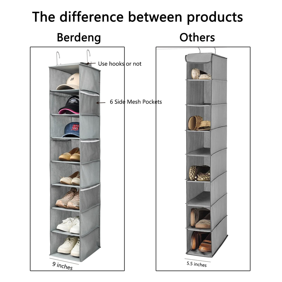 Berdeng hat racks keep baseball caps organized and accessible.