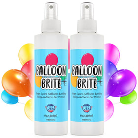 Berkland Balloon Brite 2-pack bottles ready to gloss large balloon arches for event decor.