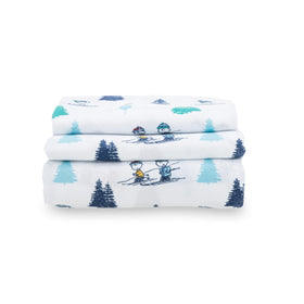 Berkshire Blanket Peanuts twin flat sheet with Snoopy, soft bedtime surface.