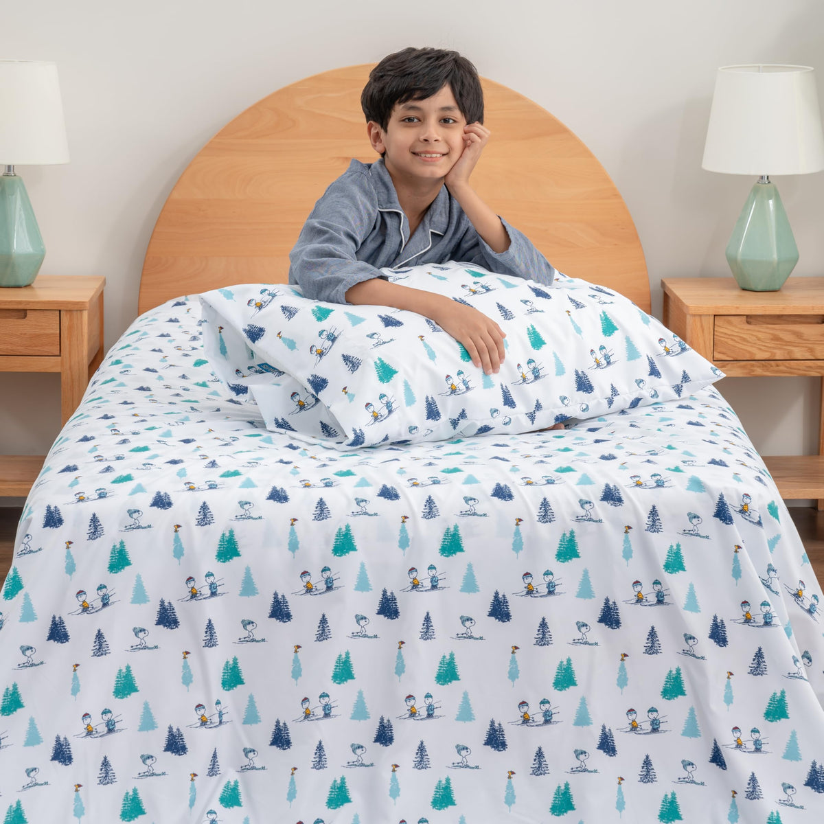 Berkshire Blanket Peanuts pillowcase with Snoopy, gentle fabric for kids.
