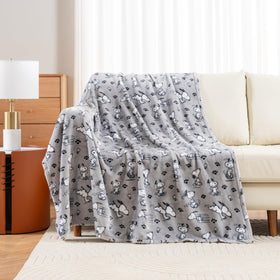 Berkshire Blanket Peanuts VelvetLoft grey closeup highlights silky-soft texture.