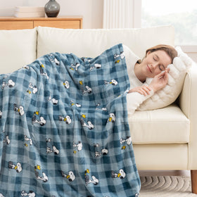 Berkshire Blanket Peanuts VelvetLoft full throw draped in living space.
