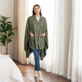 Berkshire Blanket Primalush pocketed plush cape offers hands-free warmth