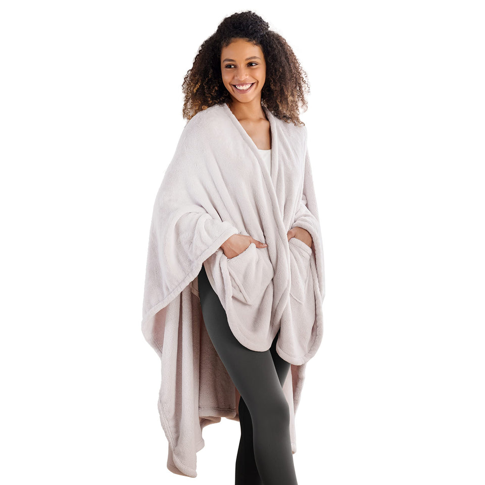 Berkshire Blanket Primalush wearable blanket in Moonbeam for warm comfort