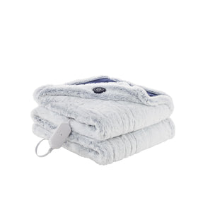 Berkshire Blanket reversible heated throw front view showing plush fur warmth