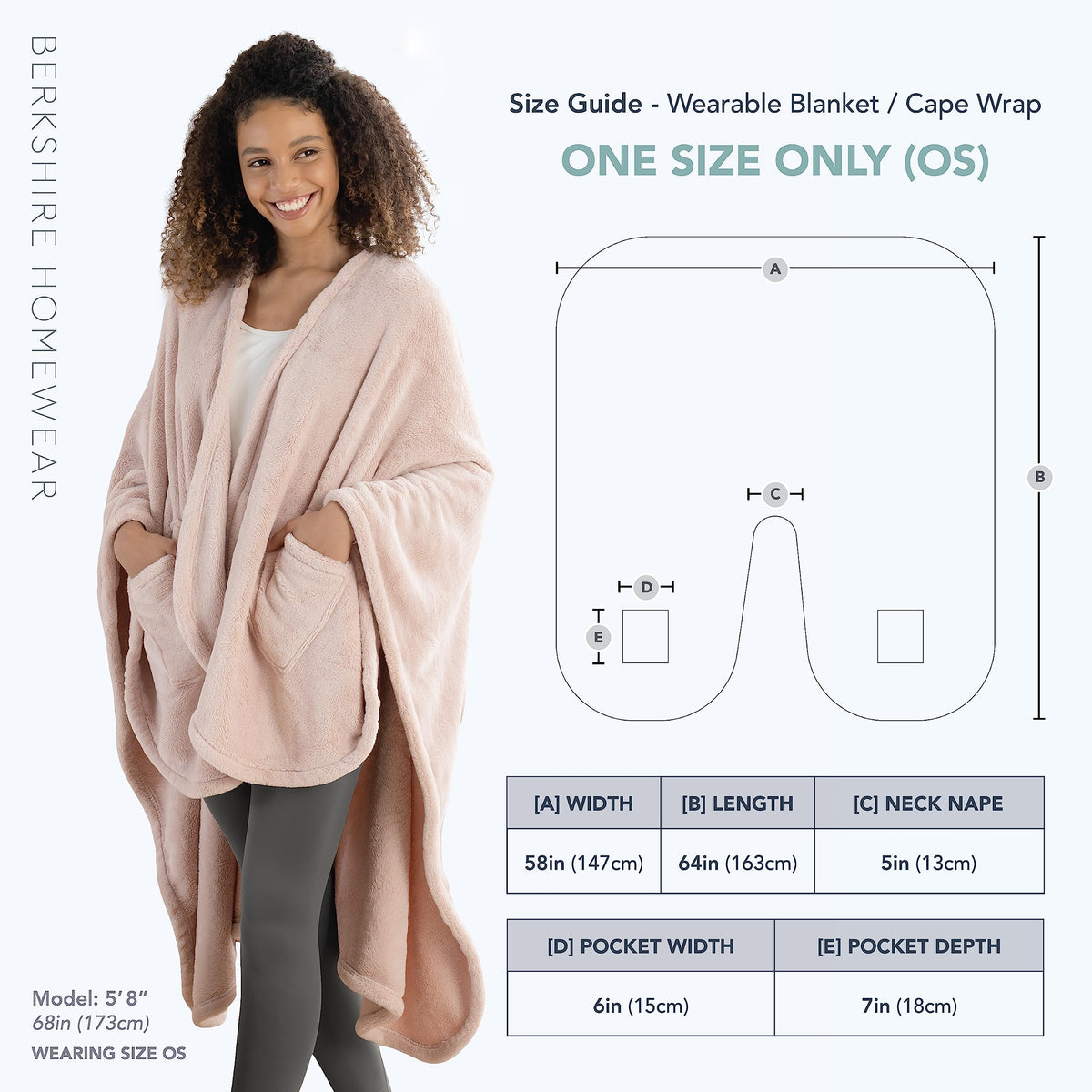 One-size Berkshire Blanket Primalush 58x64 inches worn like an oversized cardigan.