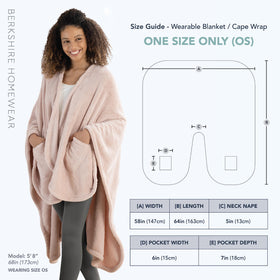 One-size Berkshire Blanket Primalush 58x64 inches worn like an oversized cardigan.