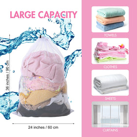 Berlune drawstring closure secures items in washers and dryers